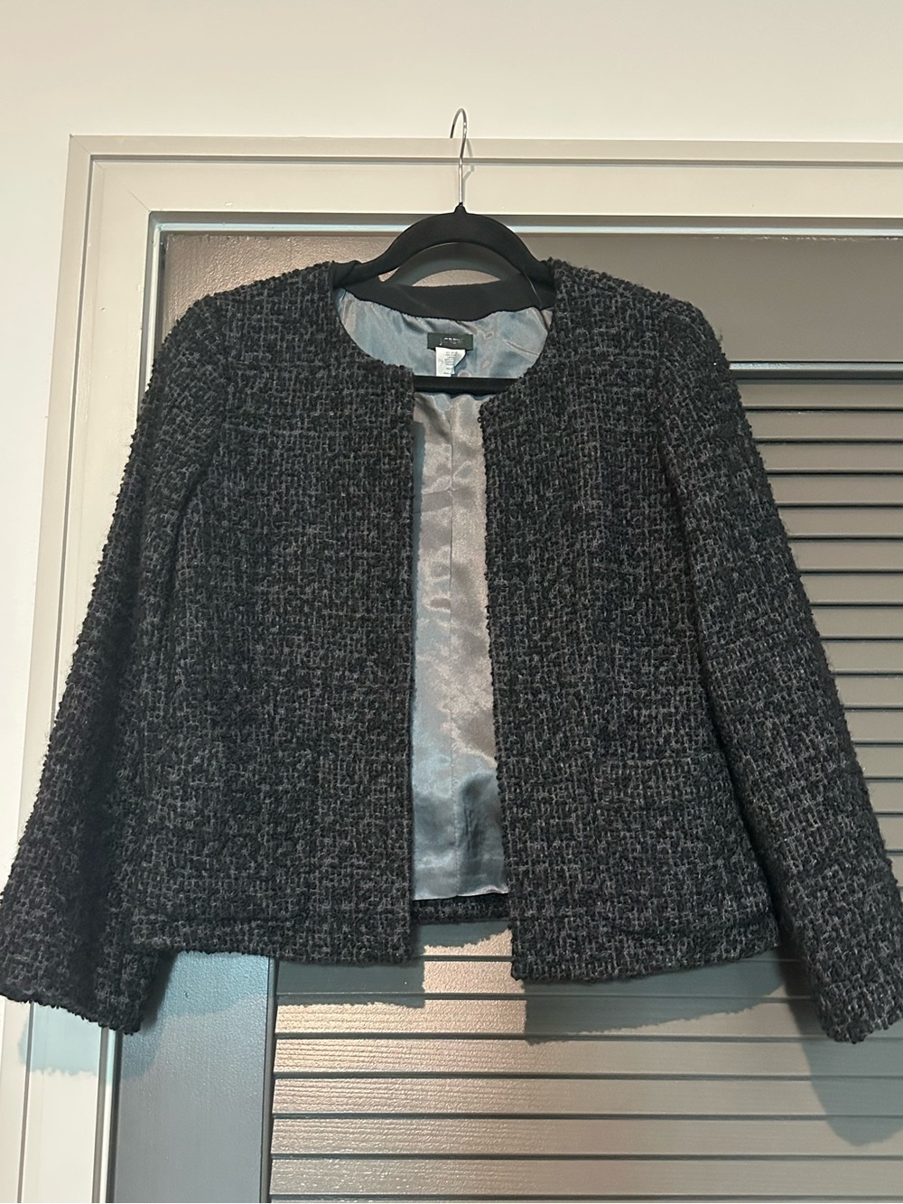 J Crew wool Charcoal Tweed Open-Front blazer